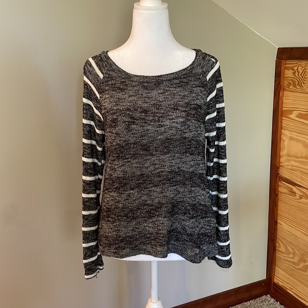 Maru Black White Striped Long Sleeve Top Small